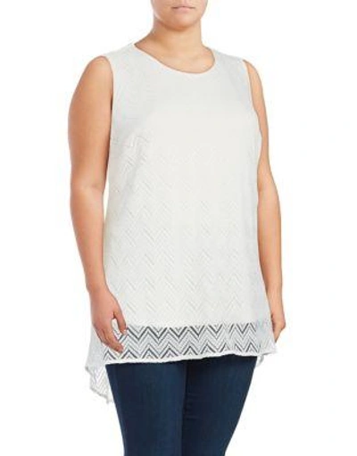 Vince Camuto Plus Mesh-overlay Top In New Ivory