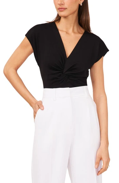 Halogen Twist Knit Top In Rich Black