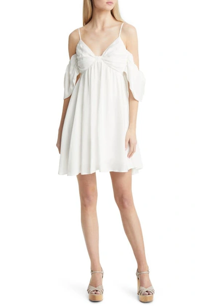 Wayf Coco Cold Shoulder Minidress In Ivory