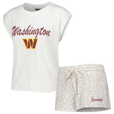 Concepts Sport Women's  White, Cream Washington Commanders Montana Knit T-shirt And Shorts Sleep Set In White,cream