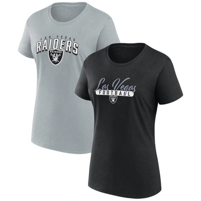 Fanatics Branded  Black/gray Las Vegas Raiders Fan T-shirt Combo Set In Black,gray