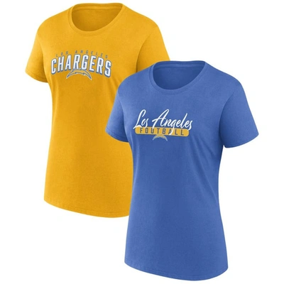 Fanatics Branded  Powder Blue/gold Los Angeles Chargers Fan T-shirt Combo Set In Powder Blue,gold