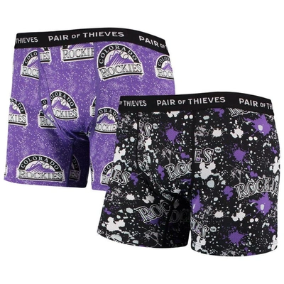 Pair Of Thieves Black/purple Colorado Rockies Super Fit 2-pack Boxer Briefs Set