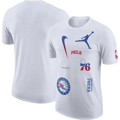 Jordan Brand White Philadelphia 76ers Courtside Statement Edition Max90 T-shirt