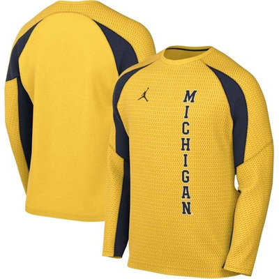 Jordan Brand Maize Michigan Wolverines Basketball Shooting Raglan Long Sleeve T-shirt