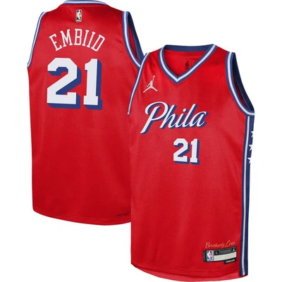 Jordan Brand Kids' Youth  Joel Embiid Red Philadelphia 76ers Swingman Jersey