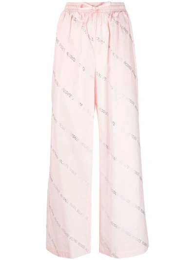 Rotate Birger Christensen + Net Sustain Crystal-embellished Organic Cotton-poplin Wide-leg Pants In Light Pink
