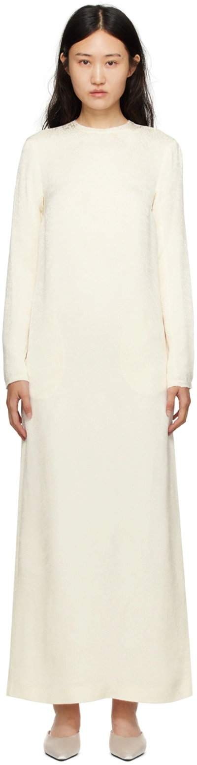 Totême Frayed Jacquard Maxi Dress In White