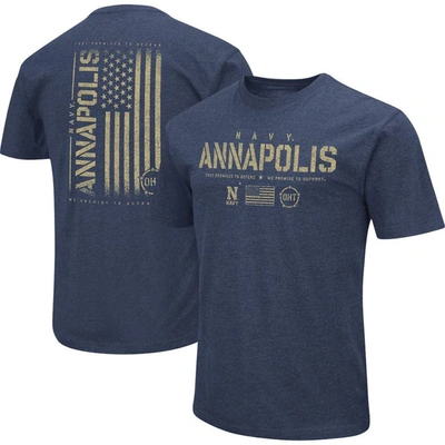 Colosseum Heather Navy Navy Midshipmen Oht Military Appreciation Flag 2.0 T-shirt