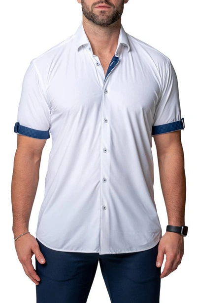 Maceoo Galileo Regular Fit Short Sleeve Button-up Shirt In White
