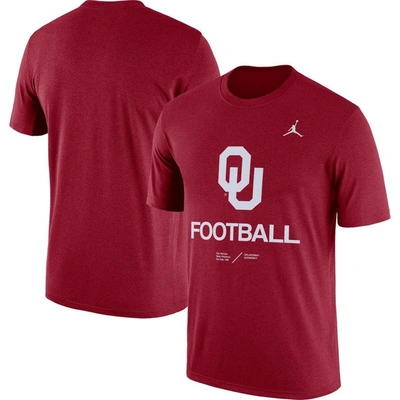 Jordan Brand Heathered Crimson Oklahoma Sooners Team Football Legend T-shirt