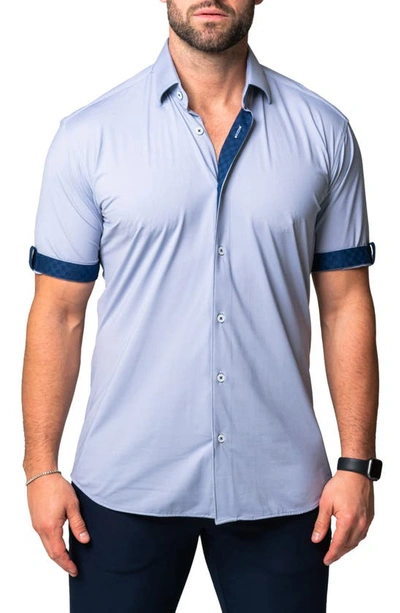 Maceoo Galileo Joli Purple Stretch Short Sleeve Button-up Shirt