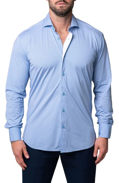 Maceoo Einstein Vani Blue Stretch Button-up Shirt