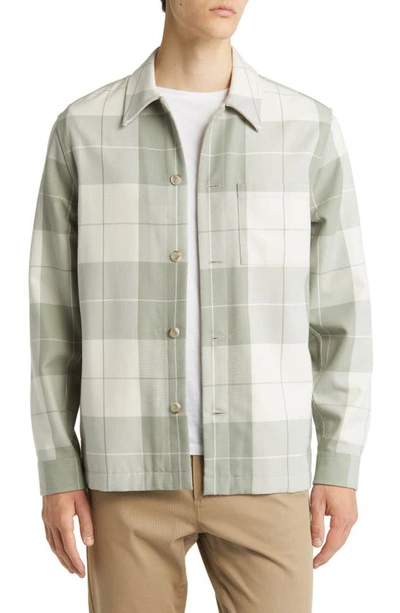 Vince Plaid Overshirt In Pale Thyme