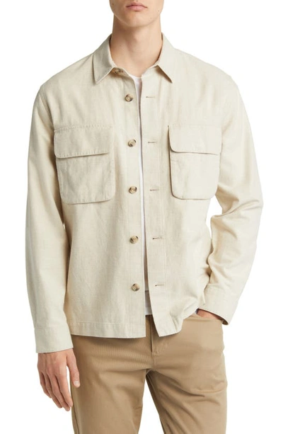 Vince Cotton Blend Overshirt In Natural