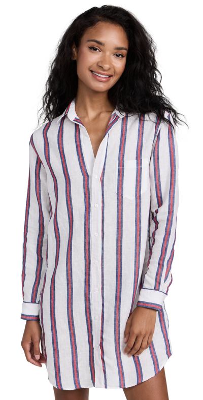 Frank & Eileen Eileen Stripe Relaxed Linen Button-up Shirt In White