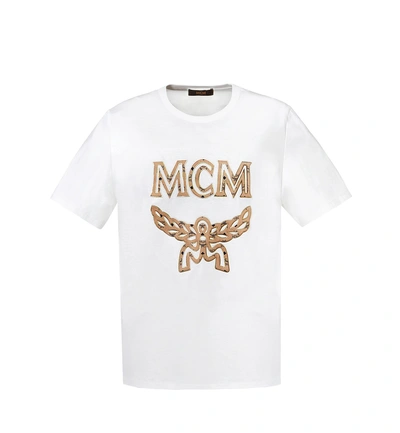 Mcm Damen Logo T-shirt In Ivory