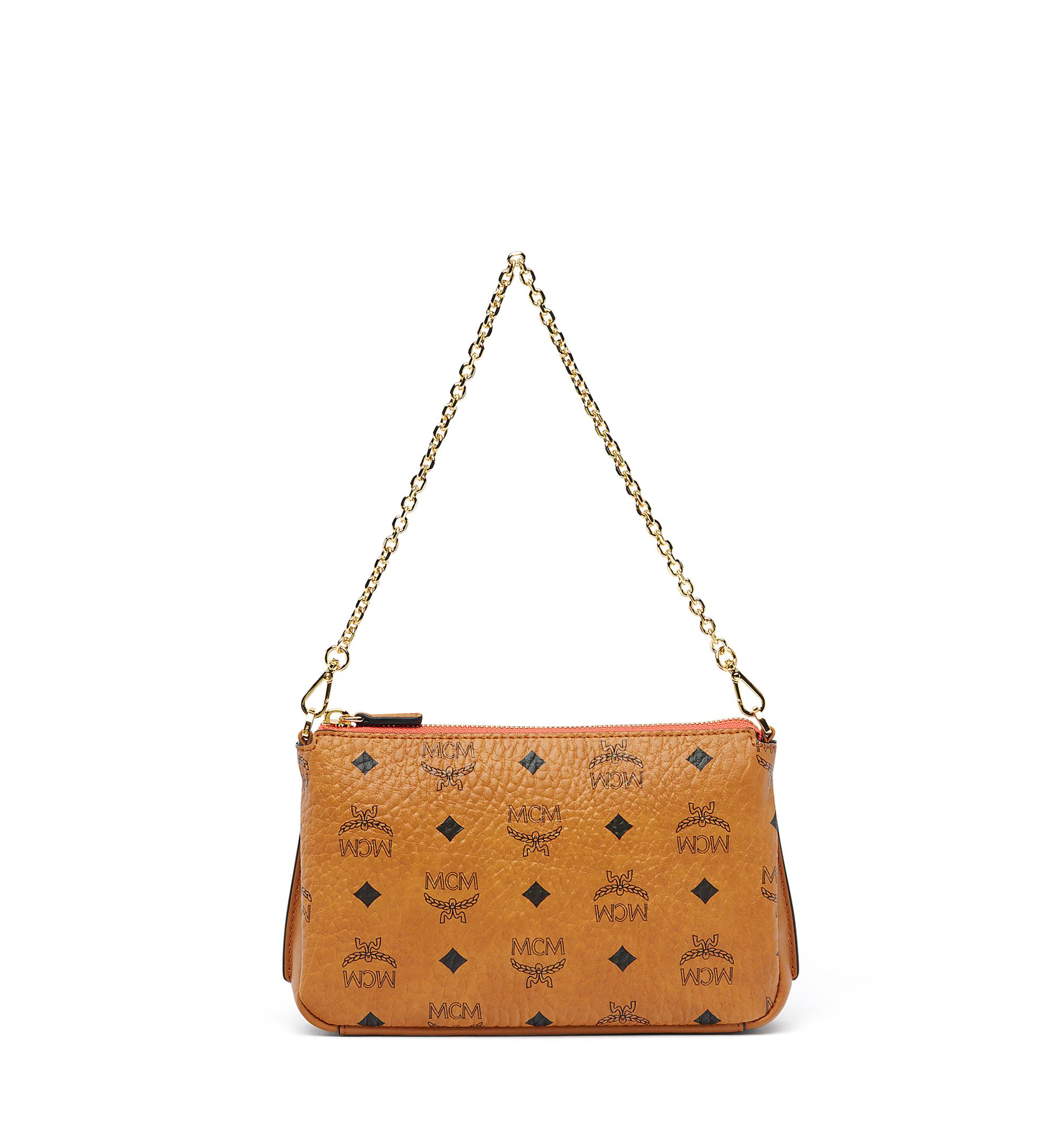 mcm millie top zip shoulder bag in visetos