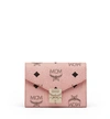 Mcm Patricia Three Fold Wallet In Visetos In Soft Pink