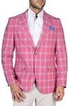 Tailorbyrd Windowpane Plaid Two Button Notch Lapel Blazer In Nantucket Red