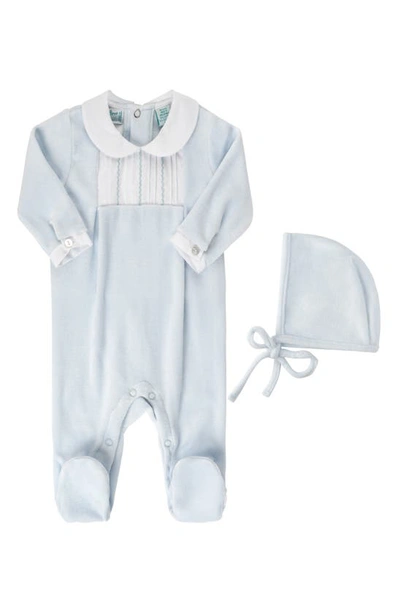 Feltman Brothers Babies' Velour Footie & Hat Set In Blue