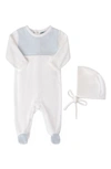 Feltman Brothers Babies'  Chevron Footie & Hat Set In Ivory/ Blue