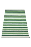Pappelina Teo Stripe Woven Indoor/outdoor Rug In Green Tones