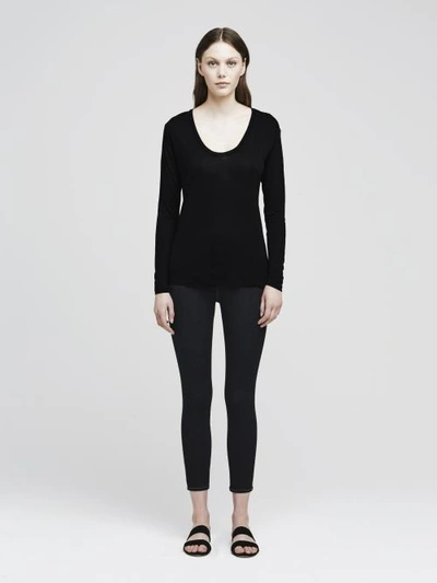 L Agence Perfect Long Sleeve Tee In Black