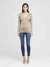 L Agence Perfect Long Sleeve Tee In Light Pine Bark