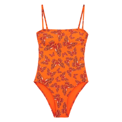 Vilebrequin Women Swimwear - Butterflies One Piece Bustier - Swimming Trunk - Facette In Orange