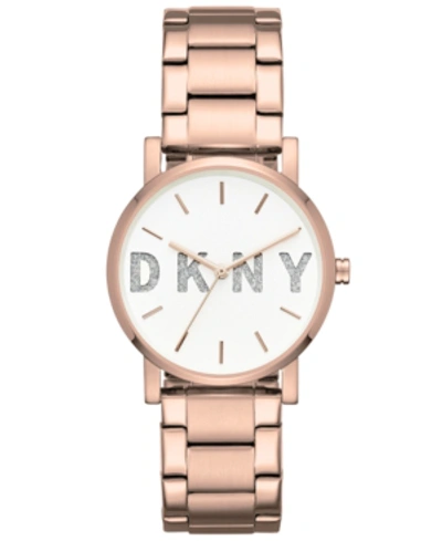 Dkny Women's Soho Rose Gold-tone Stainless Steel Bracelet Watch 34mm, Created For Macy's