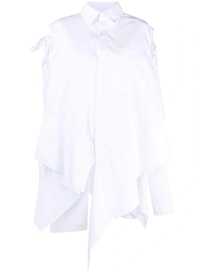 Niccolò Pasqualetti Draped Asymmetric Cotton Shirt In White