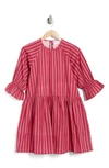 Maisie Lex Puff Sleeve Dress In Rasberry Stripe