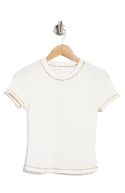 Lush Contrast Stitch Crewneck T-shirt In White