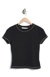 Lush Contrast Stitch Crewneck T-shirt In Black