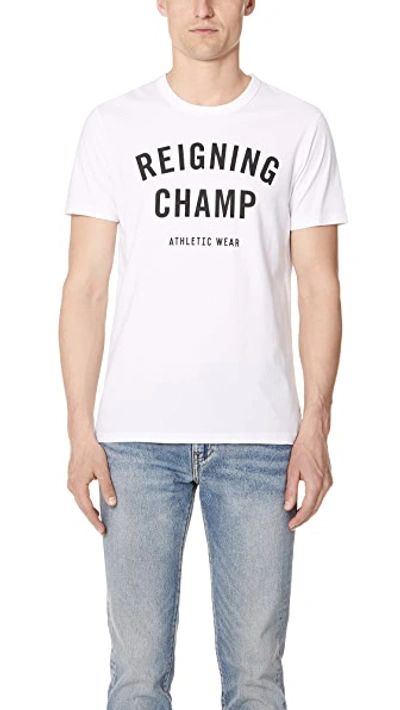 Reigning Champ Gym Logo T-shirt In White/black