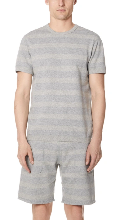 Reigning Champ Short Sleeve Tee In Heather Grey/court Blue
