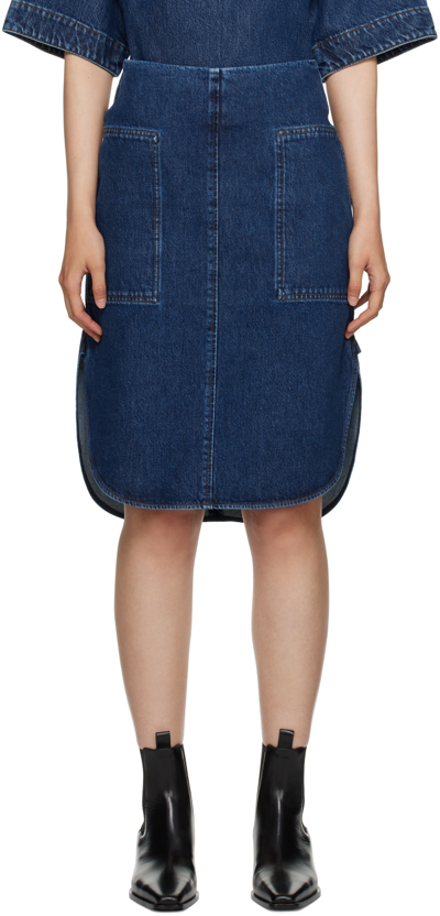 Totême Denim Midi Skirt In Dark_blue