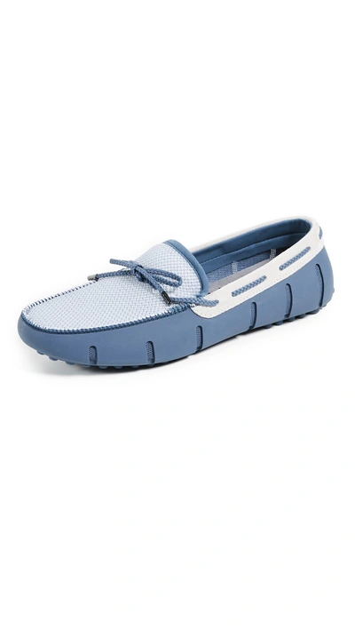 Swims Braided Lace Loafers In Slate/white