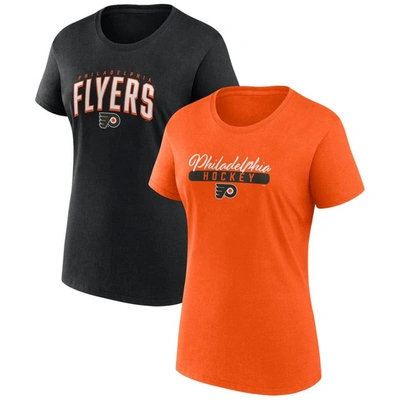 Fanatics Branded Orange/black Philadelphia Flyers Two-pack Fan T-shirt Set