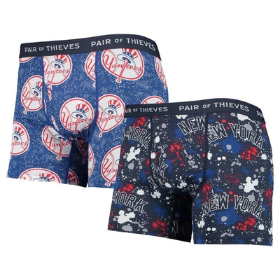 Pair Of Thieves Men's  Navy, Blue New York Yankees Super Fit 2-pack Boxer Briefs Set In Navy,blue