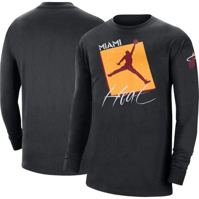 Jordan Brand Black Miami Heat Courtside Max 90 Vintage Wash Statement Edition Long Sleeve T-shirt
