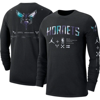 Jordan Brand Black Charlotte Hornets Essential Air Traffic Control Long Sleeve T-shirt