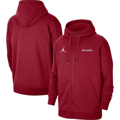 Jordan Brand Crimson Oklahoma Sooners Travel Fleece Full-zip Hoodie