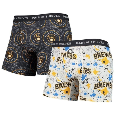 Pair Of Thieves White/navy Milwaukee Brewers Super Fit 2-pack Boxer Briefs Set
