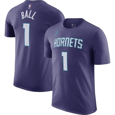 Jordan Brand Lamelo Ball Purple Charlotte Hornets 2022/23 Statement Edition Name & Number T-shirt