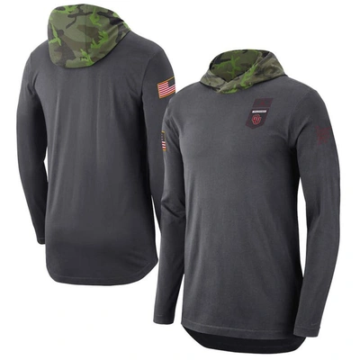 Jordan Brand Anthracite Oklahoma Sooners Military Long Sleeve Hoodie T-shirt