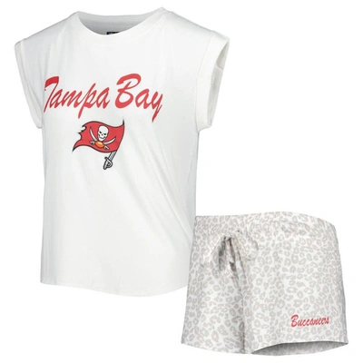 Concepts Sport White/cream Tampa Bay Buccaneers Montana Knit T-shirt & Shorts Sleep Set