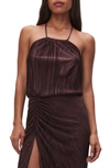 Good American Women's Always Fits Plissé Halter Tank In Dark Cocoa