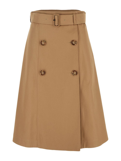 Burberry Medium Camel Cotton Skirt In Default Title